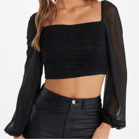 Dynamite black ruched crop top - Picture 1 of 5